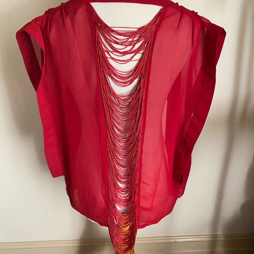 Sassy Red fringe shirt
